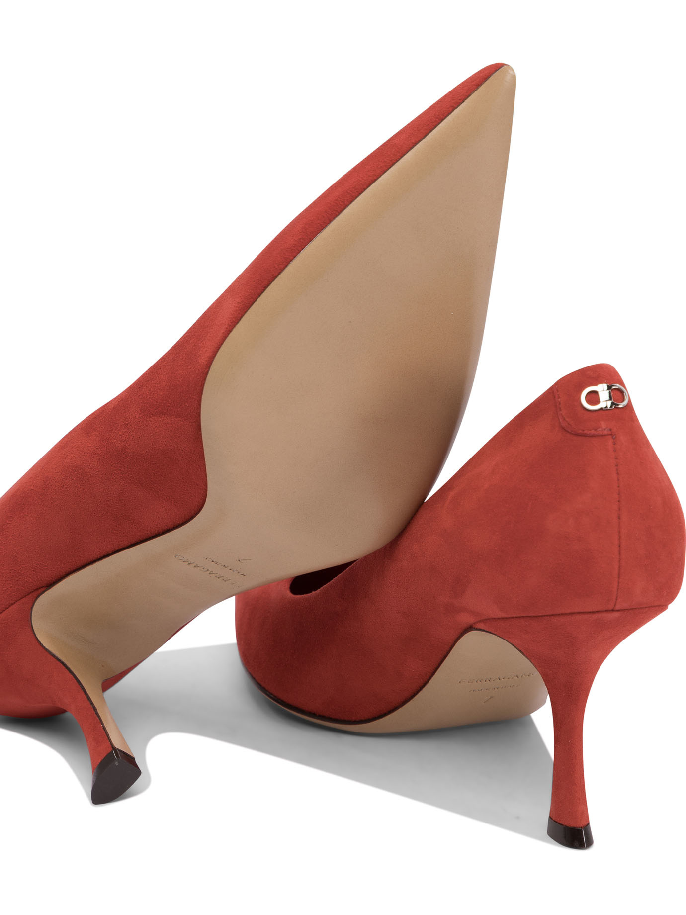Ferragamo Classic Suede Pumps For Women In Red