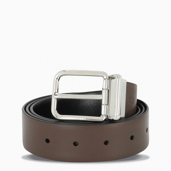 Prada Leather Buckle Belt In Black