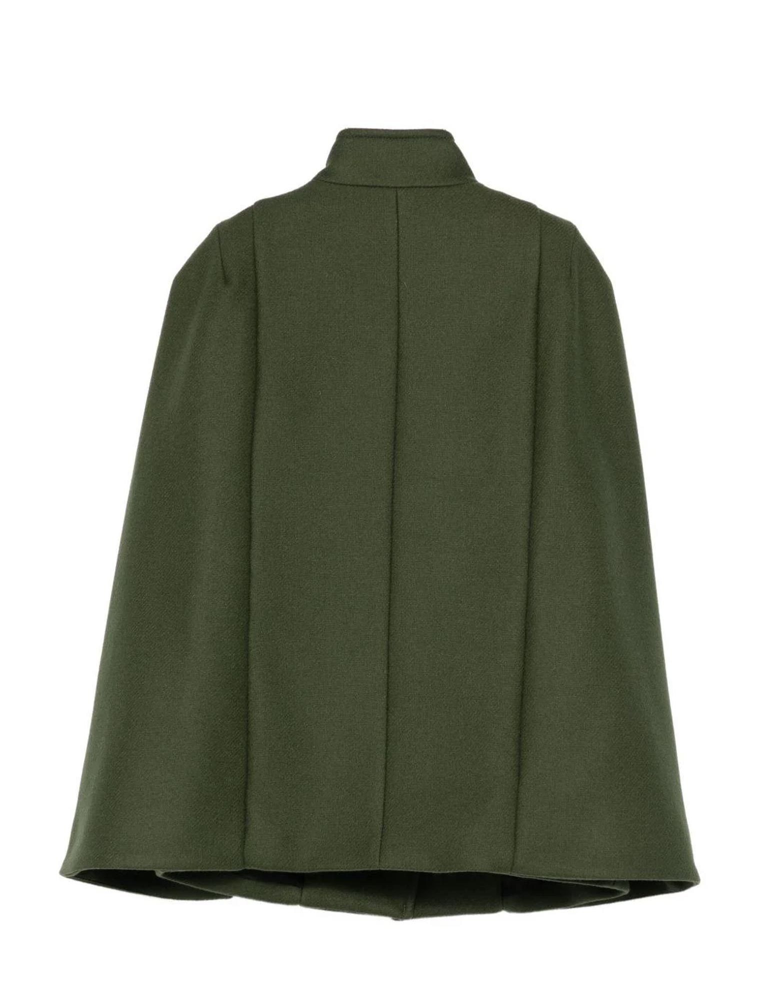 Balmain Wool-blend Cape Coat In Green