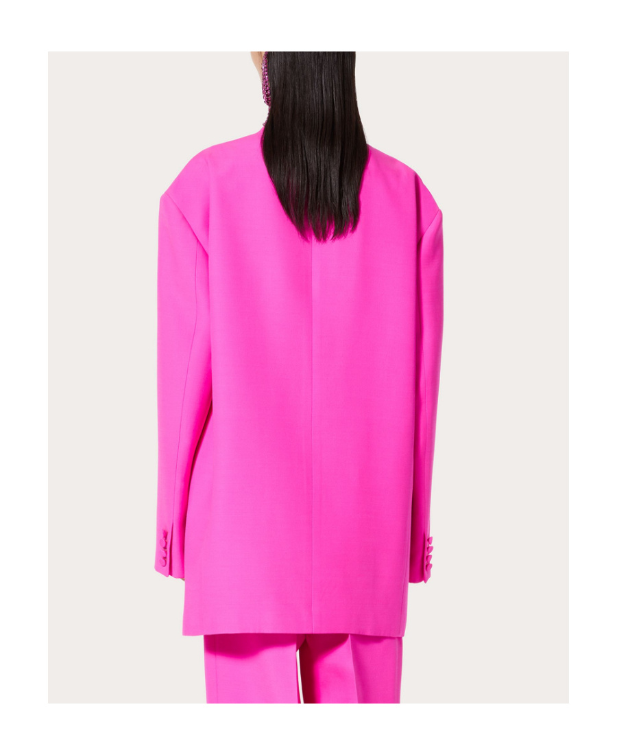 Valentino Double-breasted Wool And Silk Blazer In Pink