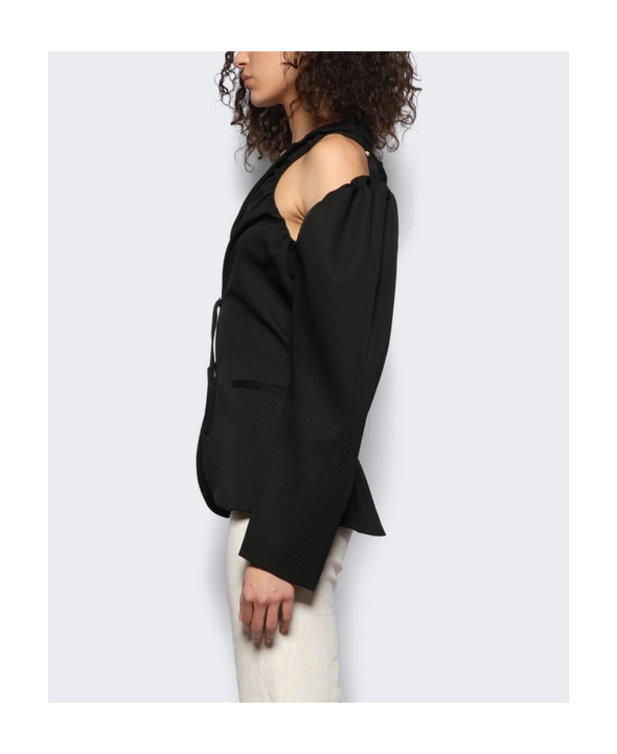 Jacquemus La Veste Galliga Linen-blend Blazer In Black
