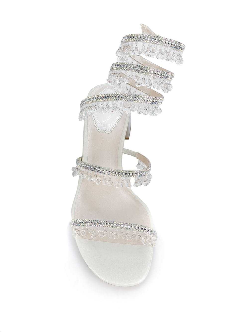 René Caovilla Crystal Drop Sandals In White