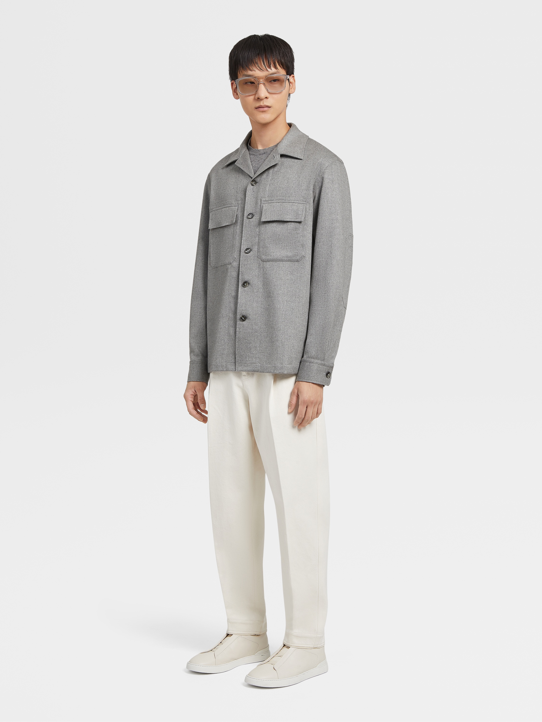 Zegna Crew Neck Cashmere Sweater In Gray