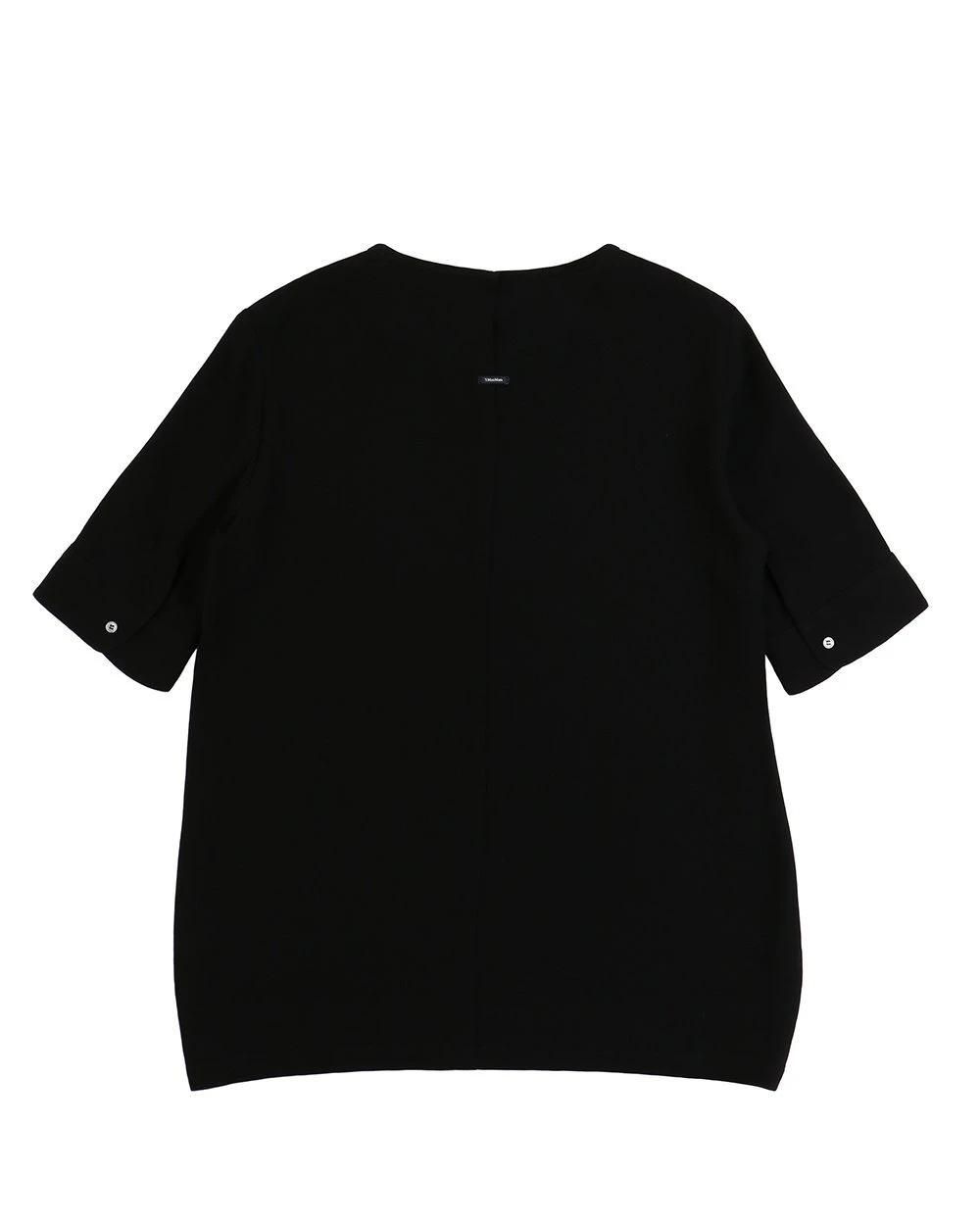 Max Mara Italian Crew Neck Ribbed Short Sleeve Top In Black