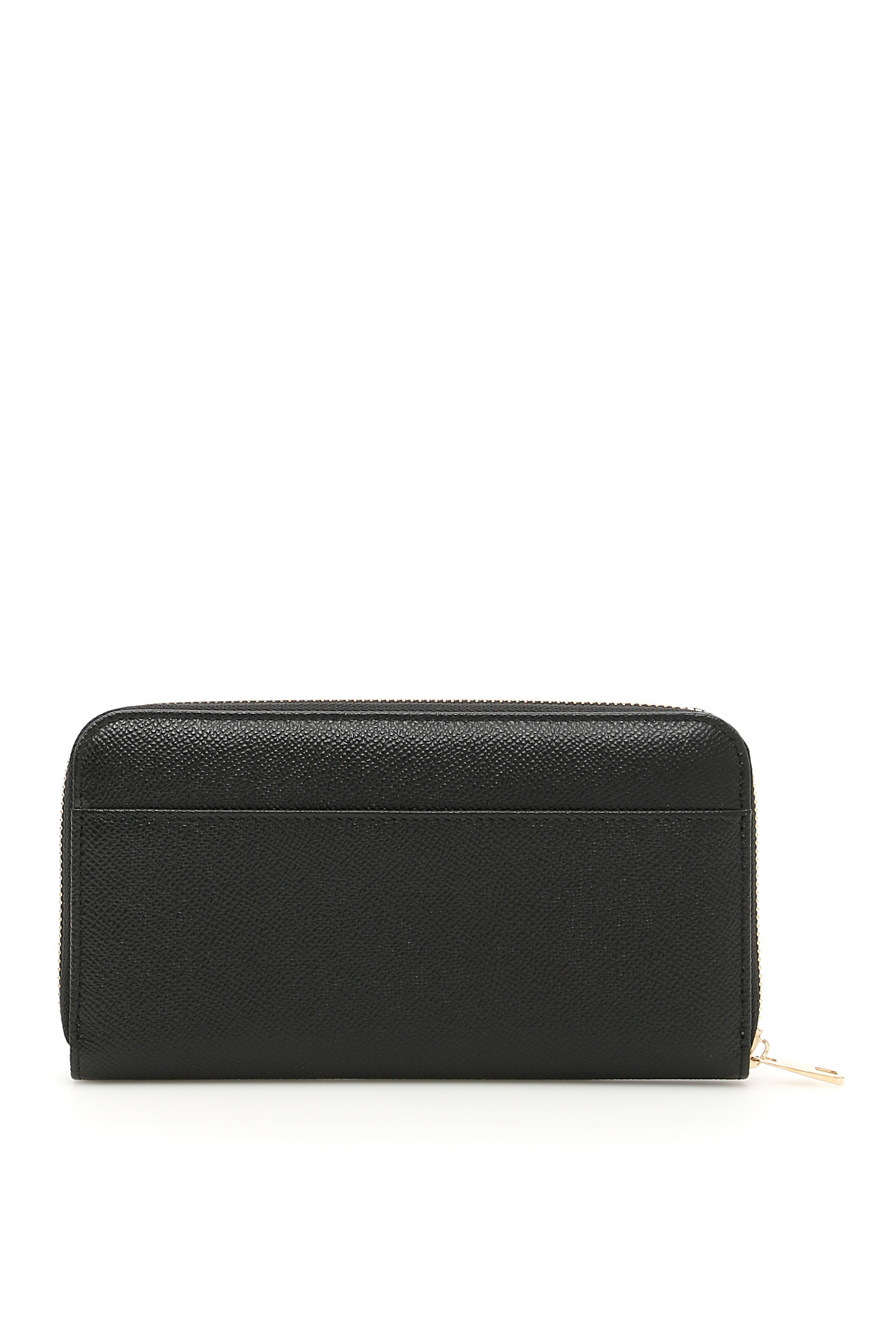 Dolce & Gabbana Zip-around Grained Leather Wallet In Black