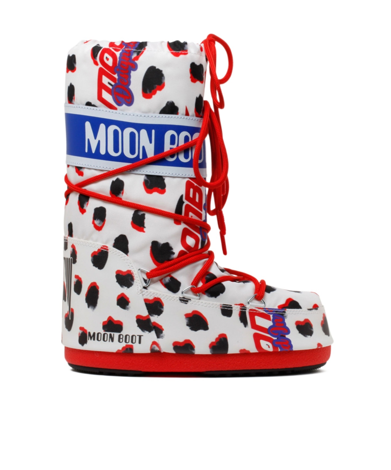 Moon Boot Icon Retrobiker Dalmatian Boots In White