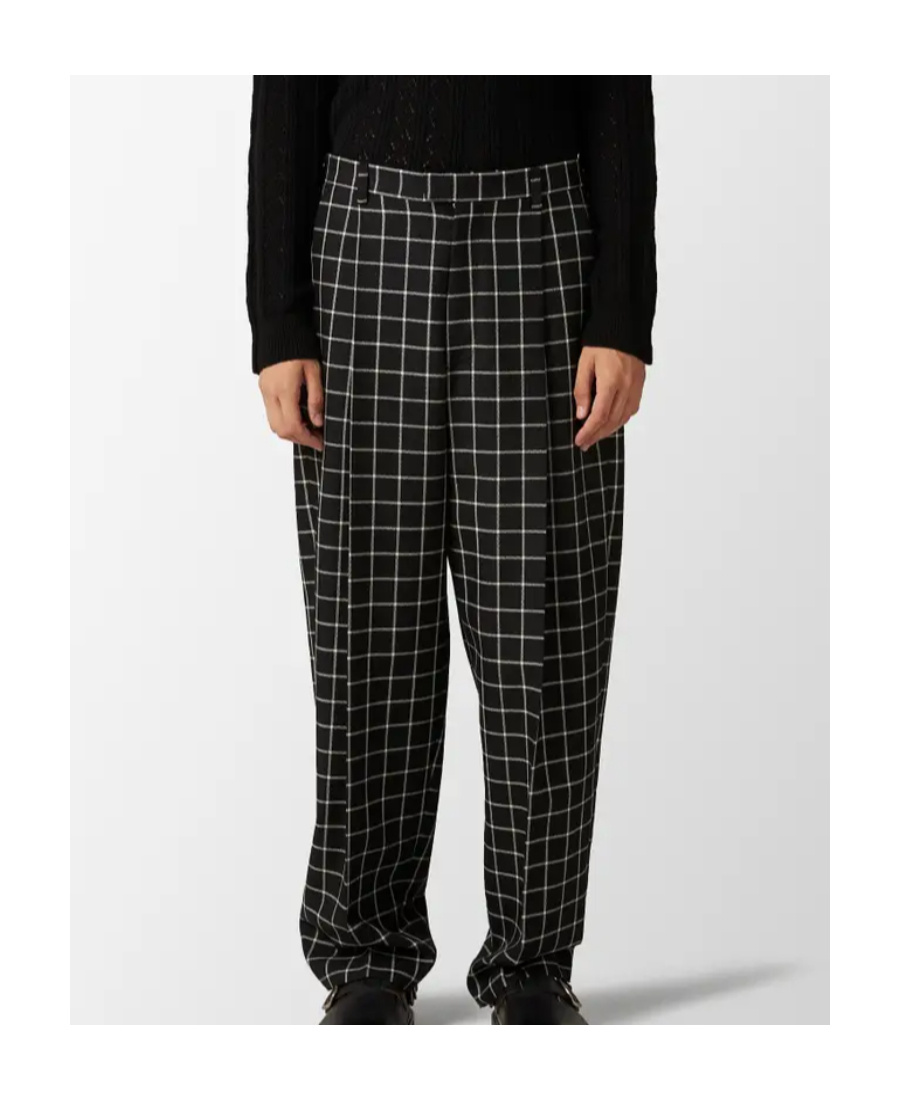 Shop Marni Checked Tapered Trousers In Black
