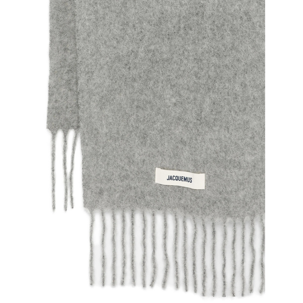 Jacquemus The Carro Fringed Scarf In Gray