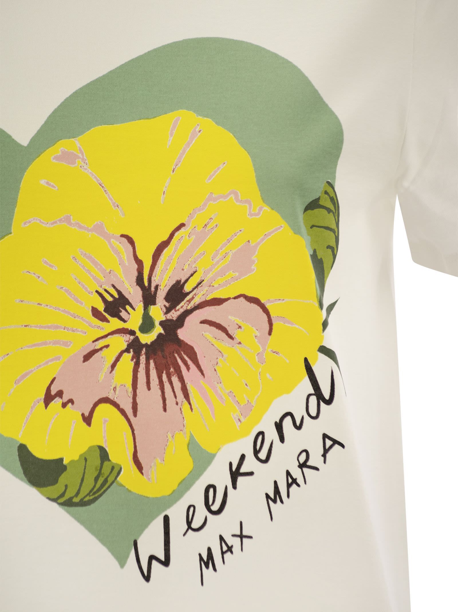 Weekend Max Mara Yen Cotton Jersey T Shirt In White