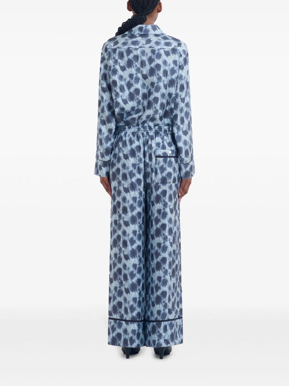 Marni Silk Wide-leg Trousers In Blue