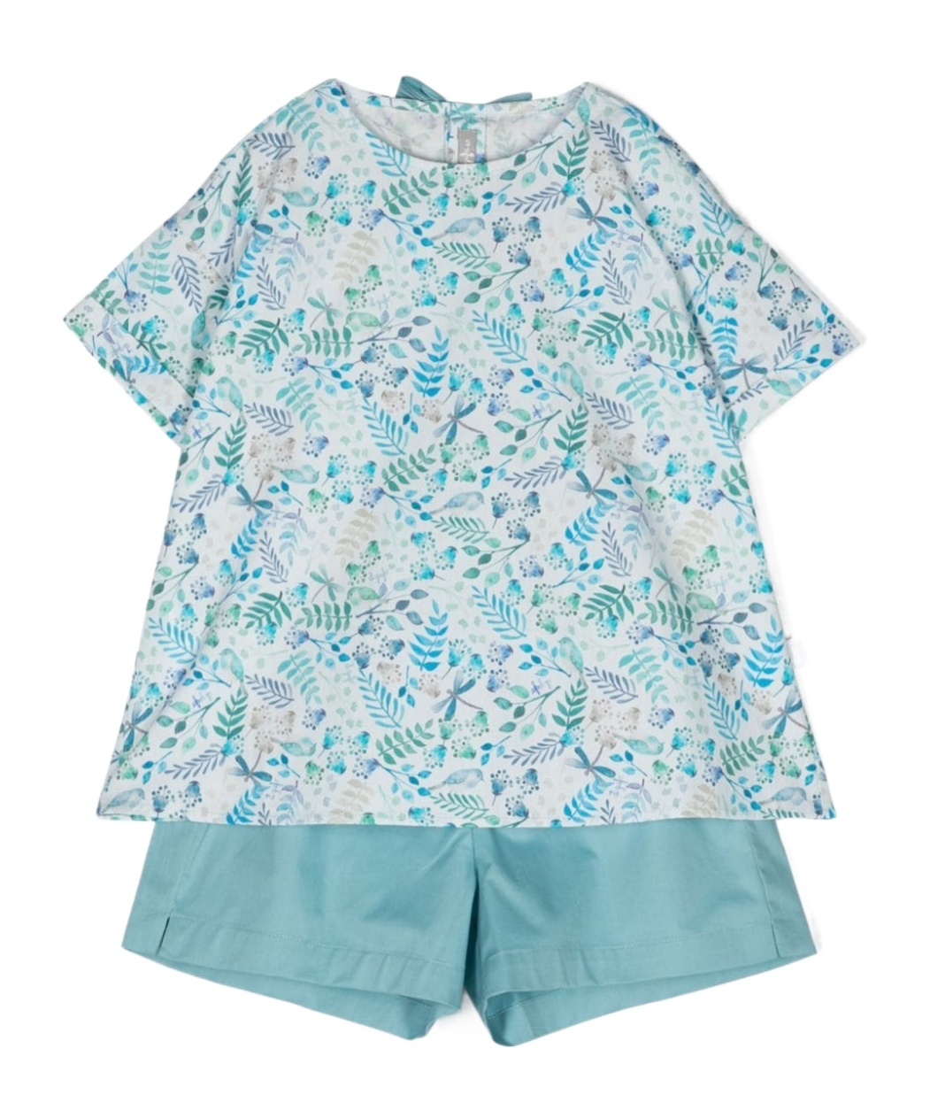 Il Gufo Floral-print T-shirt And Shorts Set In Blue