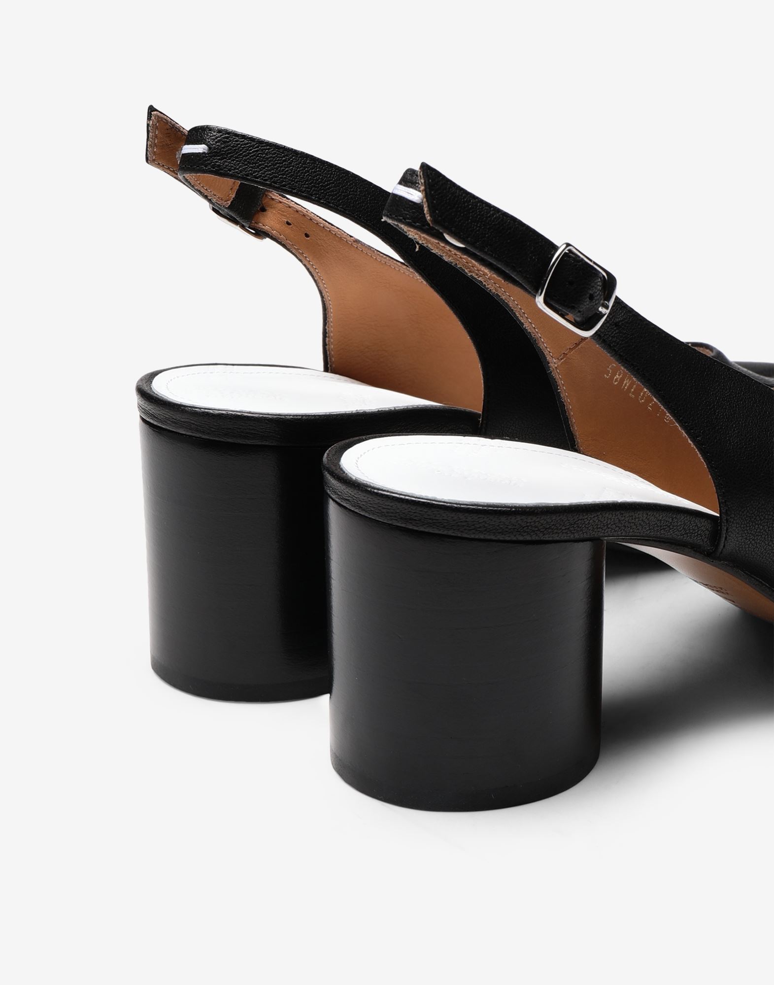 Maison Margiela Black Tabi Leather Slingback Heels In T8013 Black