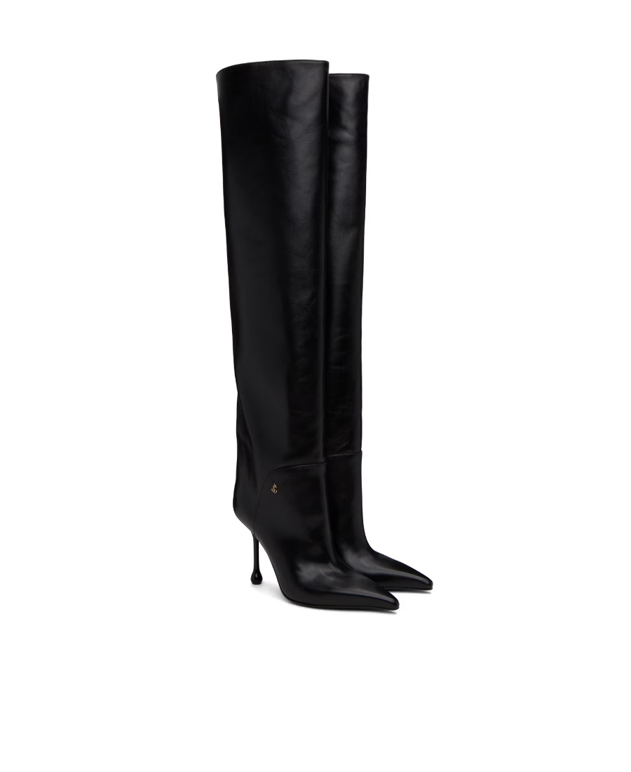 Jimmy Choo Cycas 95 Black Leather Boots In Black