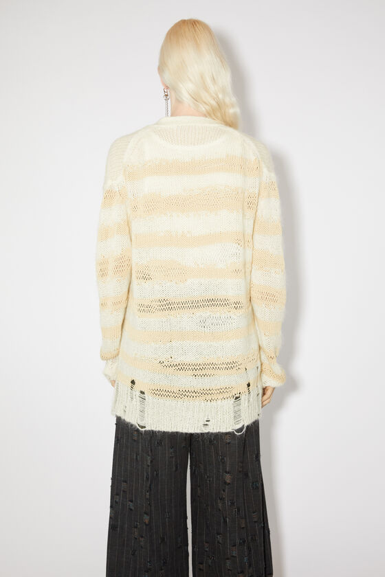 Acne Studios Distressed Stripe Cardigan In Nude