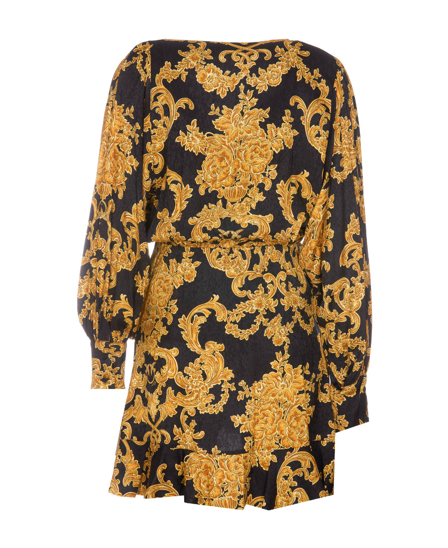 Pinko Floral Print Draped Mini Dress In Black