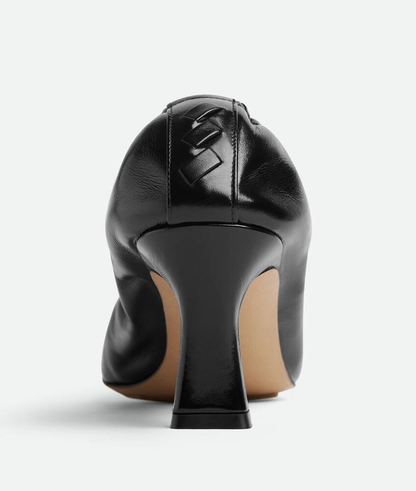 Bottega Veneta Sofia Black Patent Leather Elastic Ballerina With Heel In Multi