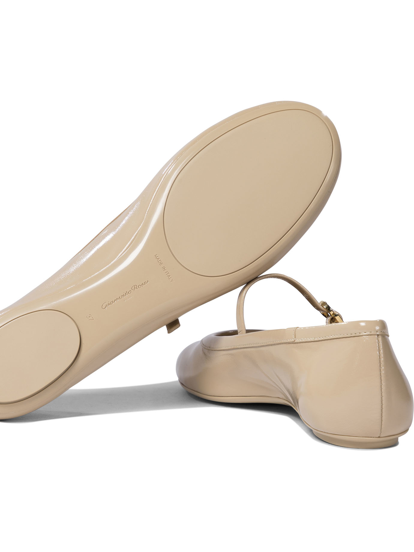Gianvito Rossi Elegant Leather Ballerinas For Women In Nude