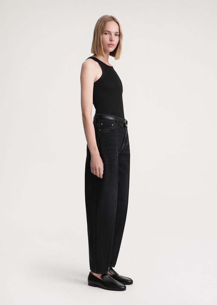 Totême Faded-effect Tapered-leg Jeans In Black