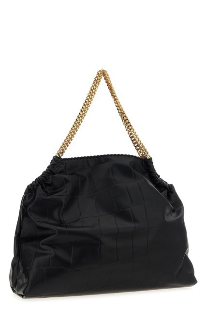 Stella Mccartney Large Quilted Chain Strap Shopping Bag In Black