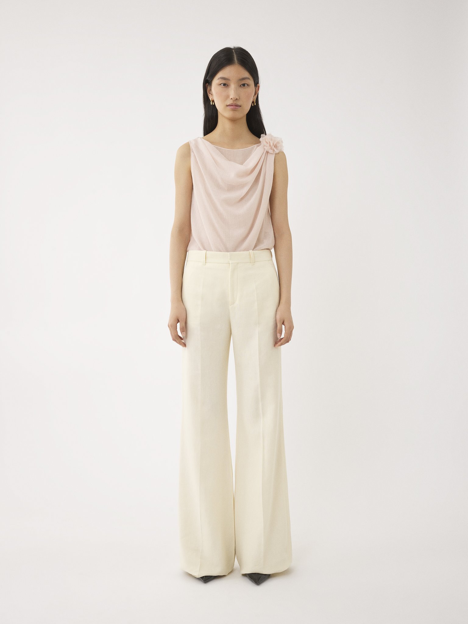 Chloé Wide-leg Linen Trousers In White