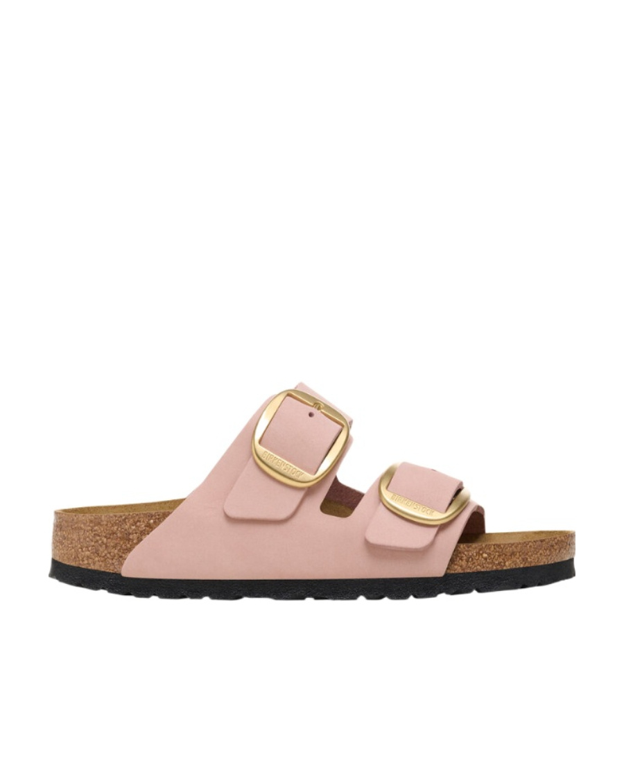 Birkenstock Round Toe Suede Sandals With Lateral Buckles In Pink