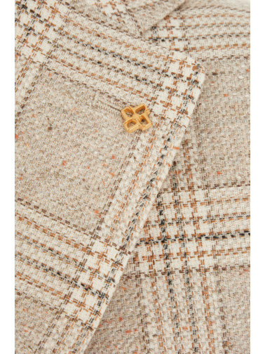 Tagliatore Check-pattern Single-breasted Blazer In Nude