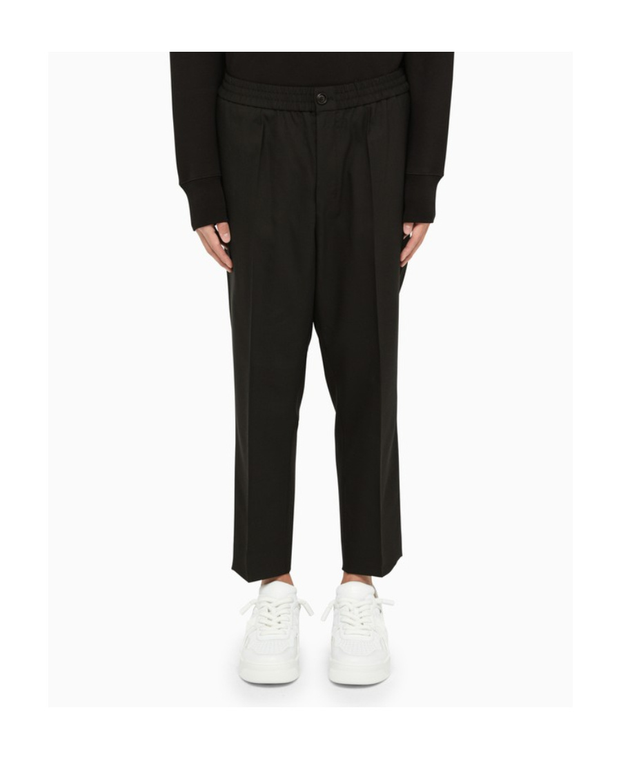 AMI ALEXANDRE MATTIUSSI CROPPED ELASTICATED-WAISTBAND TROUSERS 