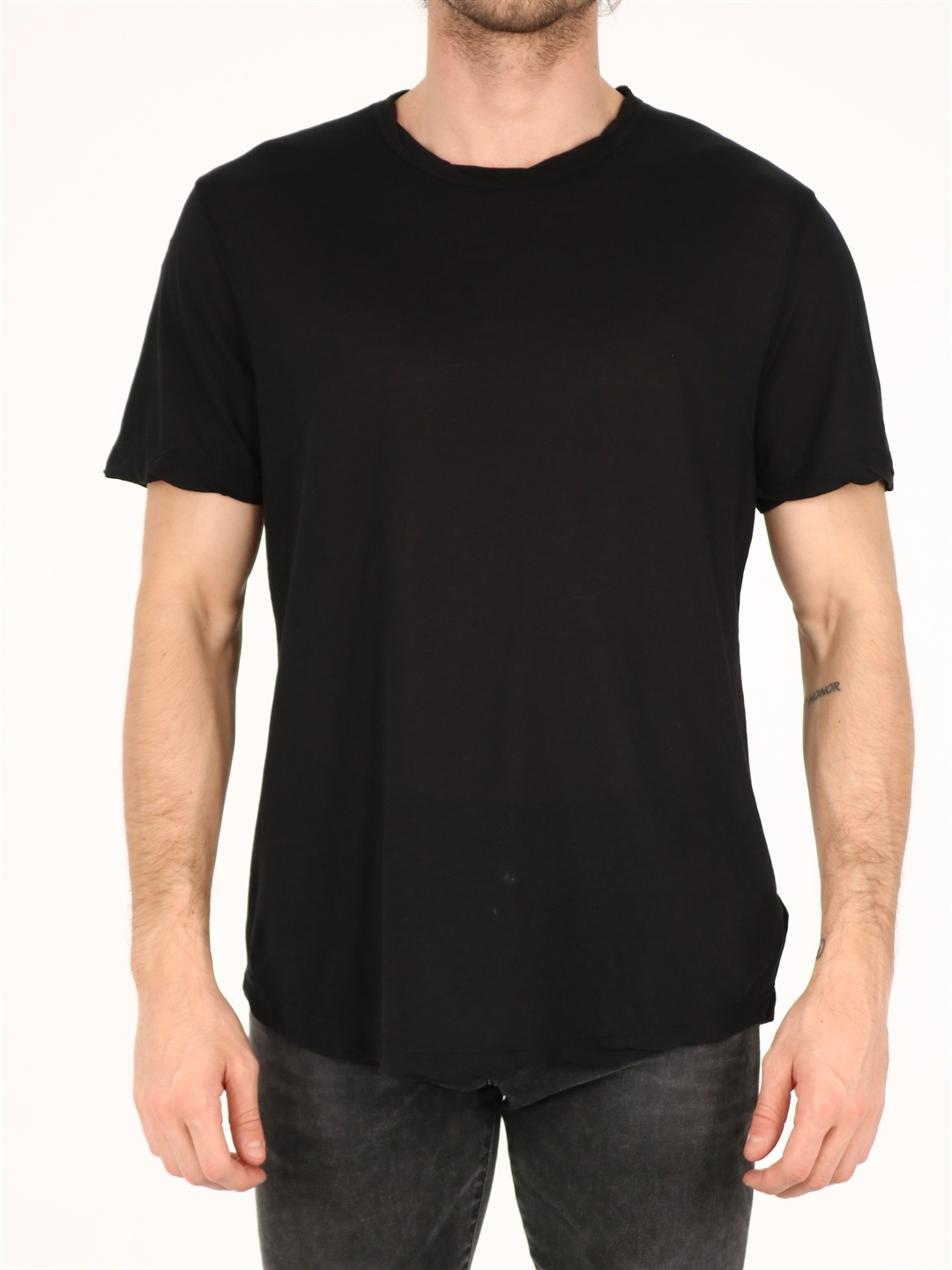 Shop James Perse Clear Jersey Crewneck T-shirt In Black