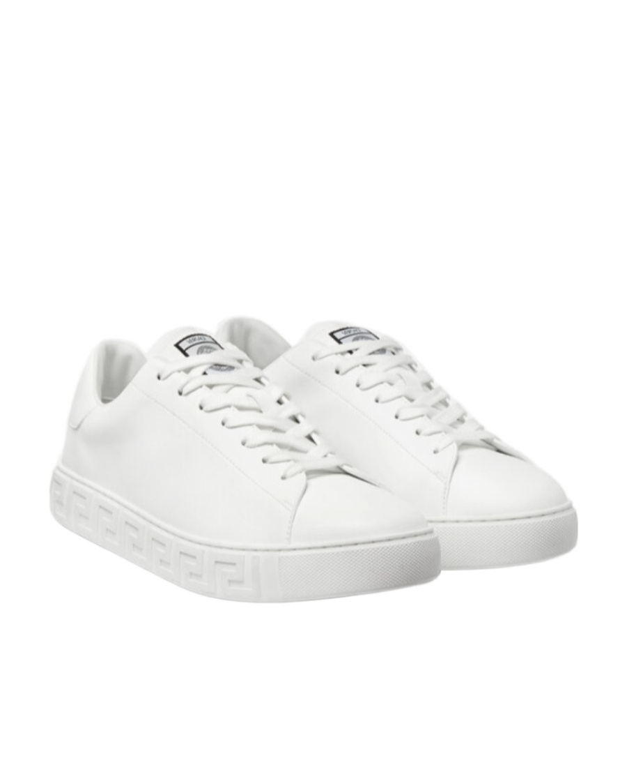Versace Greca Responsible Faux Leather Sneakers In White