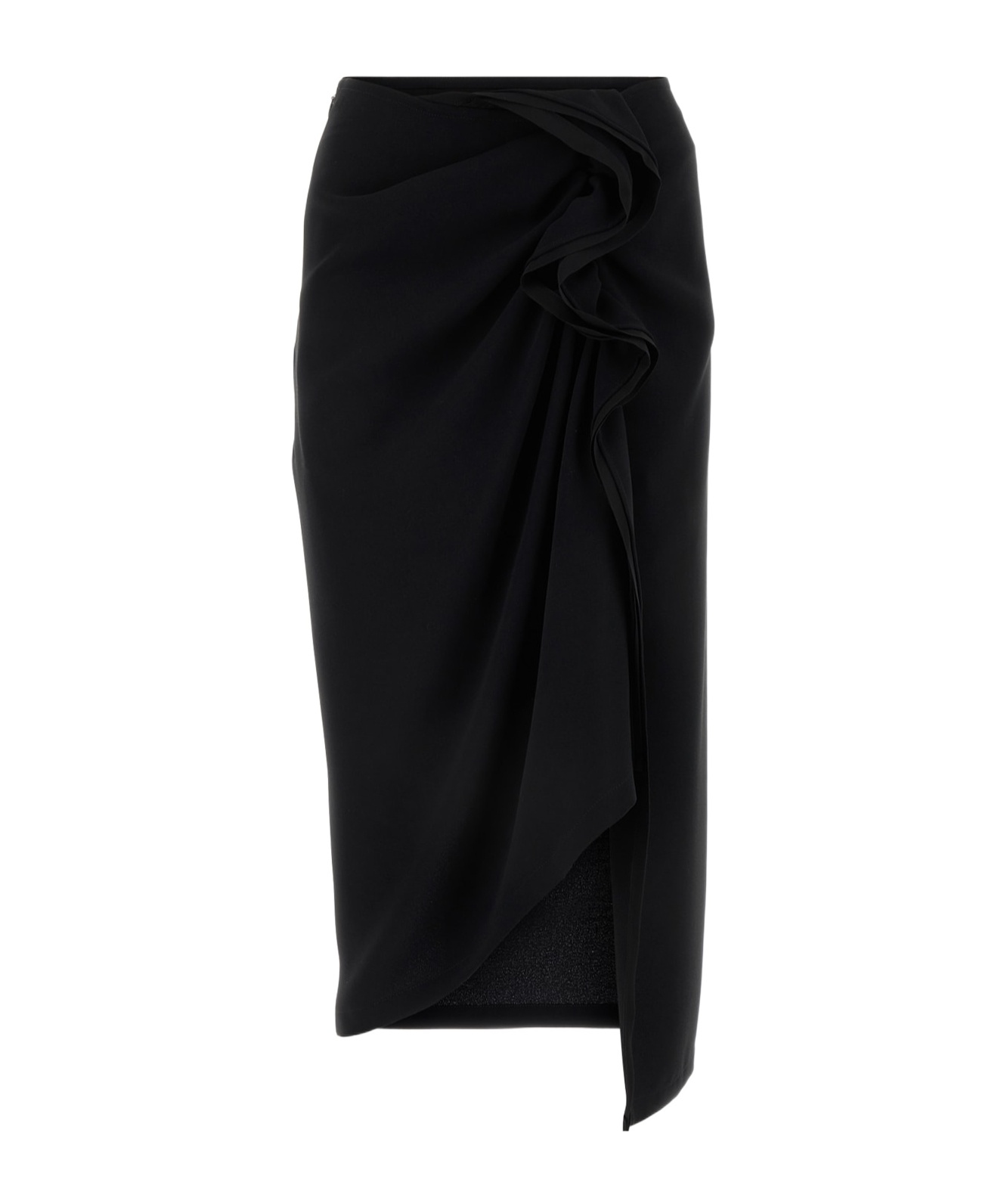 Dries Van Noten Ruffle-trim Cotton Midi Skirt In Black