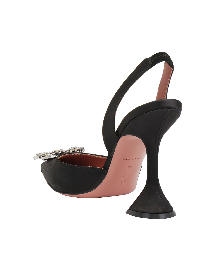 Amina Muaddi Rosie Crystal-embellished Satin Slingback Pumps In Black