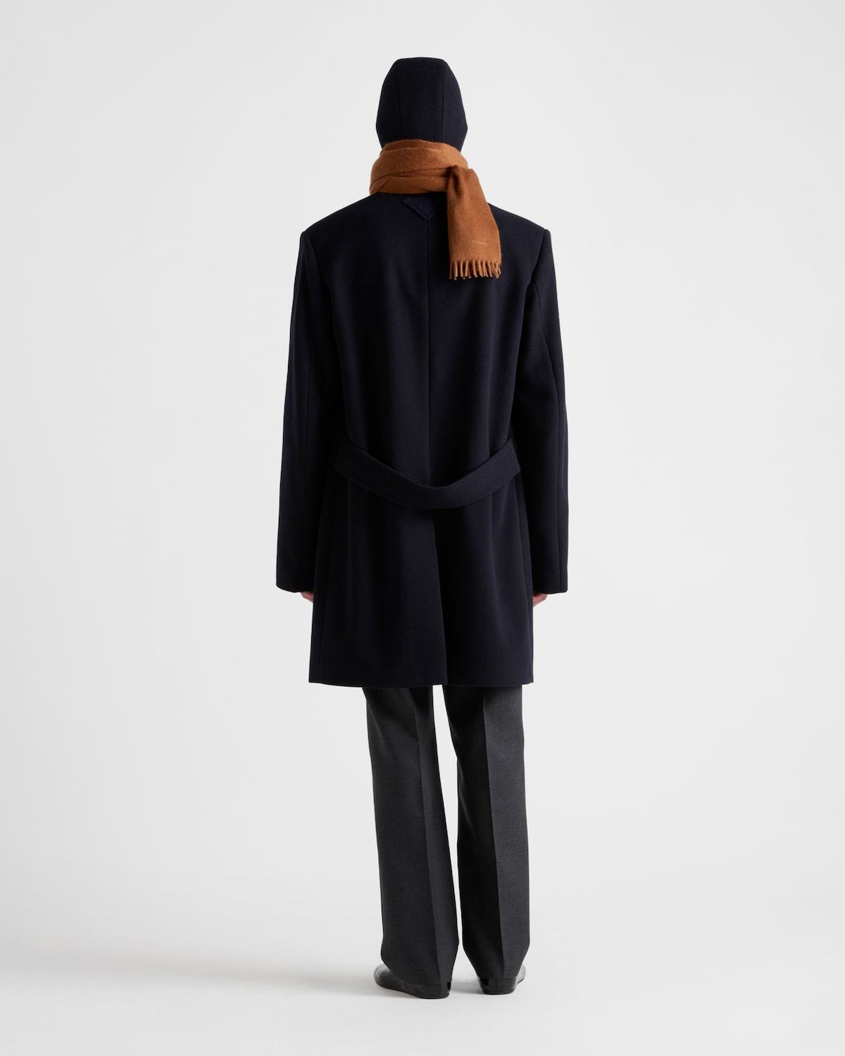 Prada Midnight Wool Blend Coat In Navy Blue