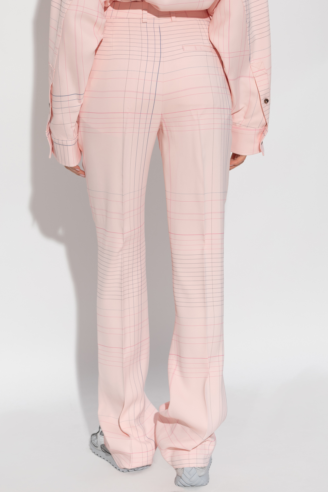 Bottega Veneta Notebook-pattern Flared Pants In Nude