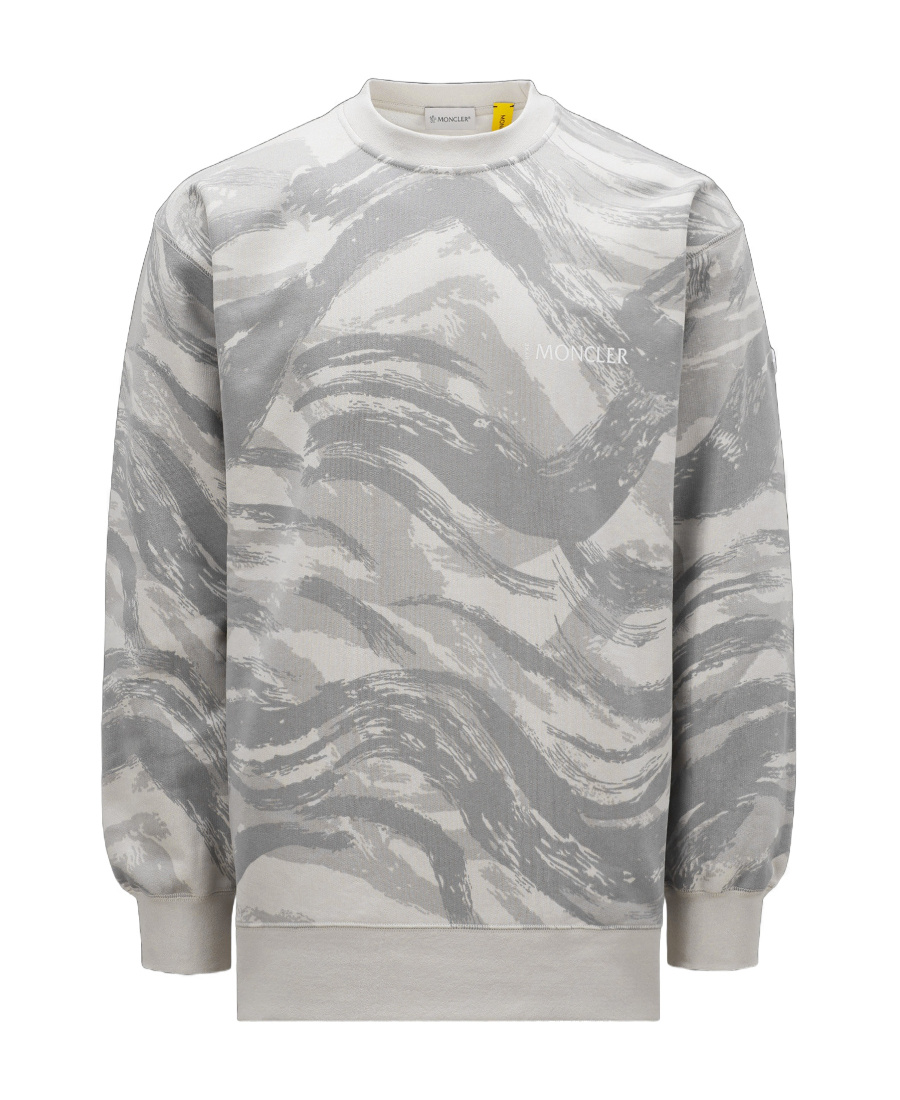 Moncler Printed Sweater In Gray