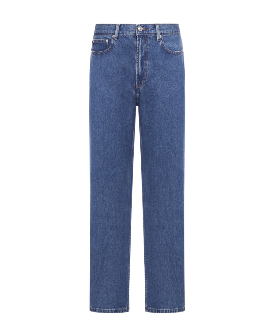 Apc Indigo Blue Cotton Straight-leg Jeans In Blue