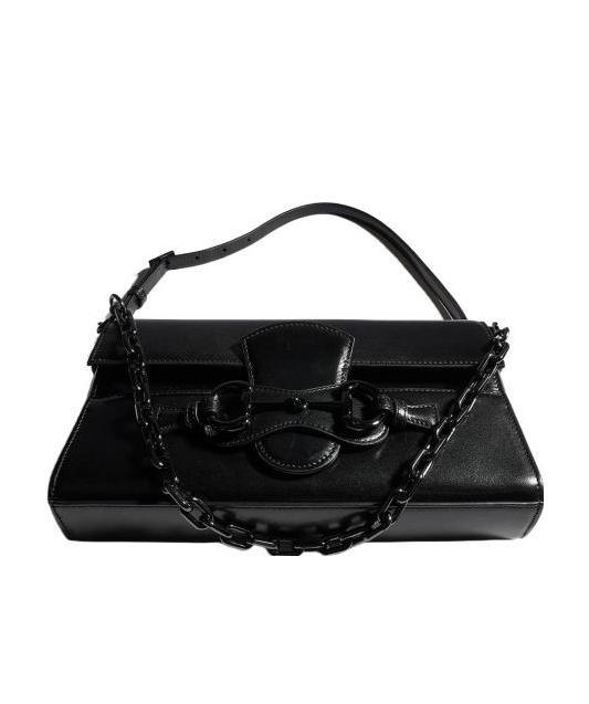 Gucci Horsebit Ristretto Medium Shoulder Bag In Black