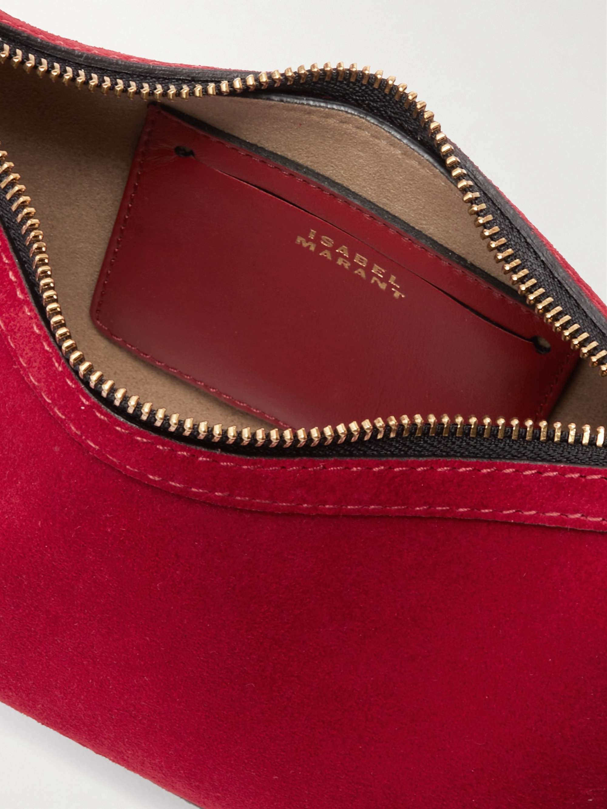Isabel Marant Oskan Moon Studded Suede Shoulder Bag In Red