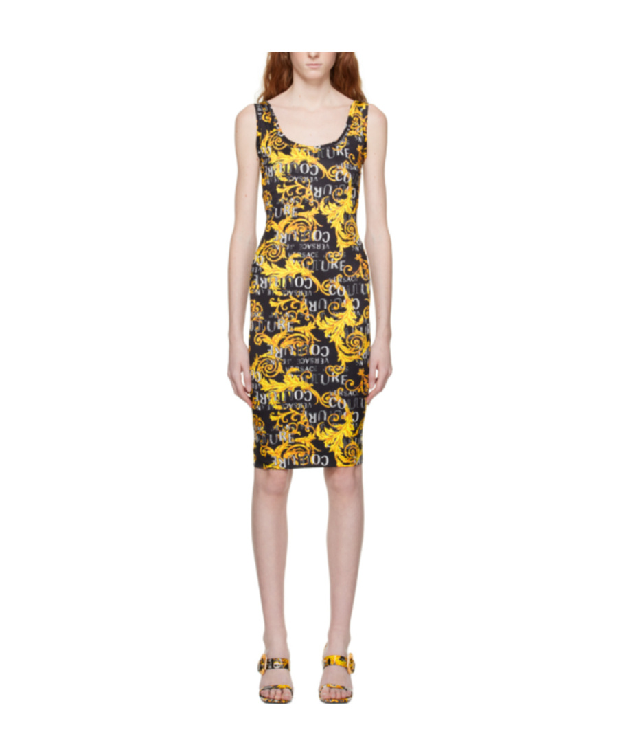 Versace Jeans Pattern Dress In Multicolor