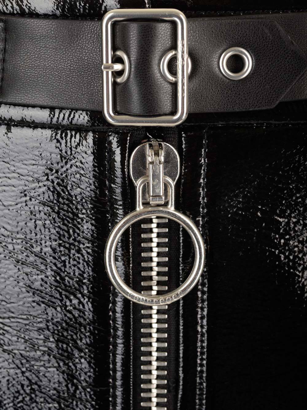 Courrèges Buckle-strap Crinkled Miniskirt In Black