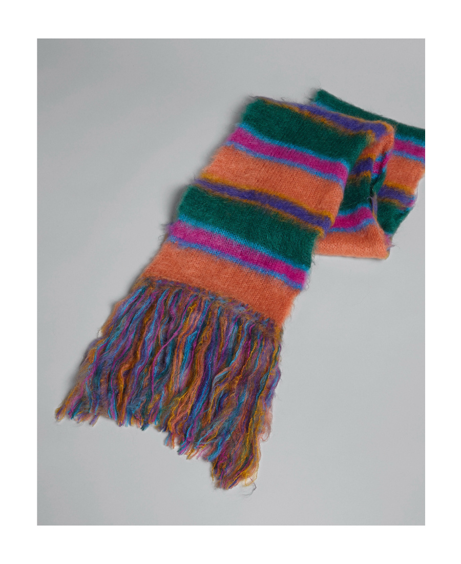 Marni Multicolour Striped Mohair And Wool Scarf