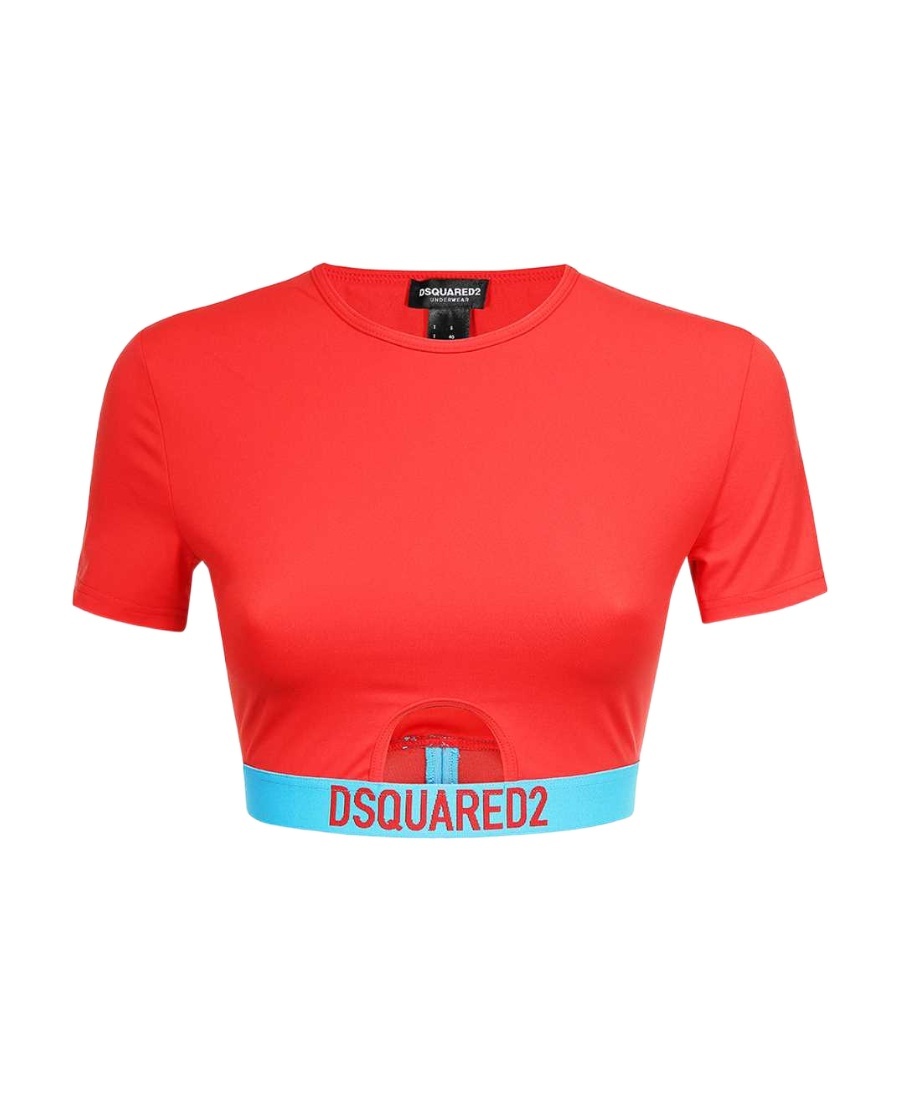 Shop Dsquared2 Logo-underband Cropped T-shirt In Orange