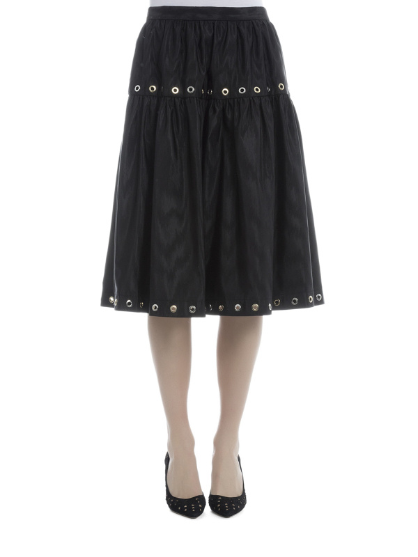 Kenzo Eyelets Pleated Skirt In Black