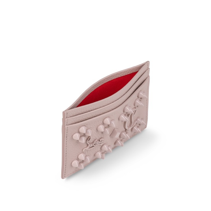 Christian Louboutin Kios Card Case In Leather With Loubinthesky Spikes In Pink