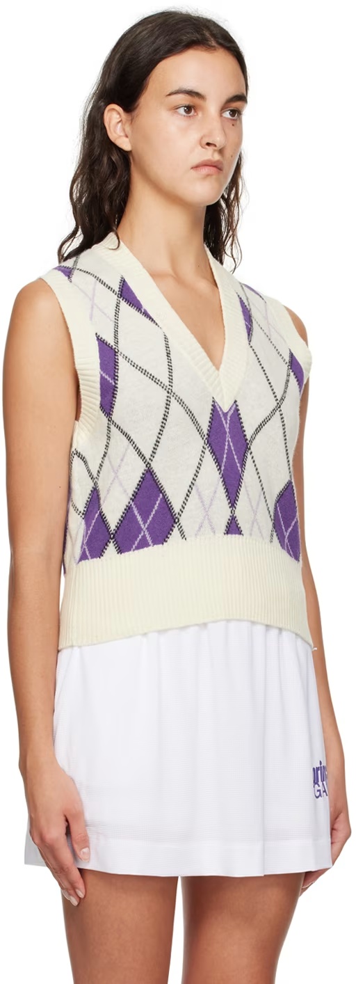 Ganni X Prince Plaid Sweater In White