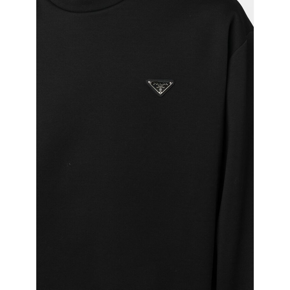 Prada Triangle-logo Cotton Sweatshirt In Black