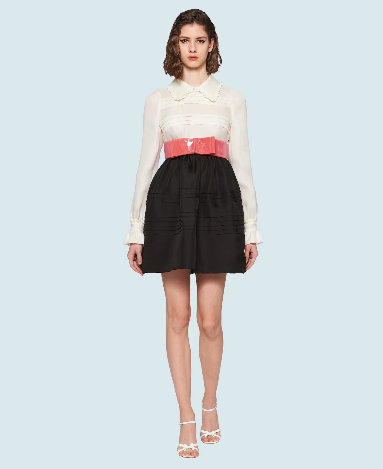 Miu Miu Belted Short Dress In Black