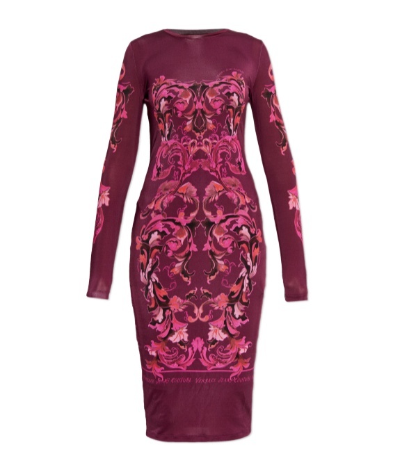 Versace Jeans Long Sleeve Dress In Multi