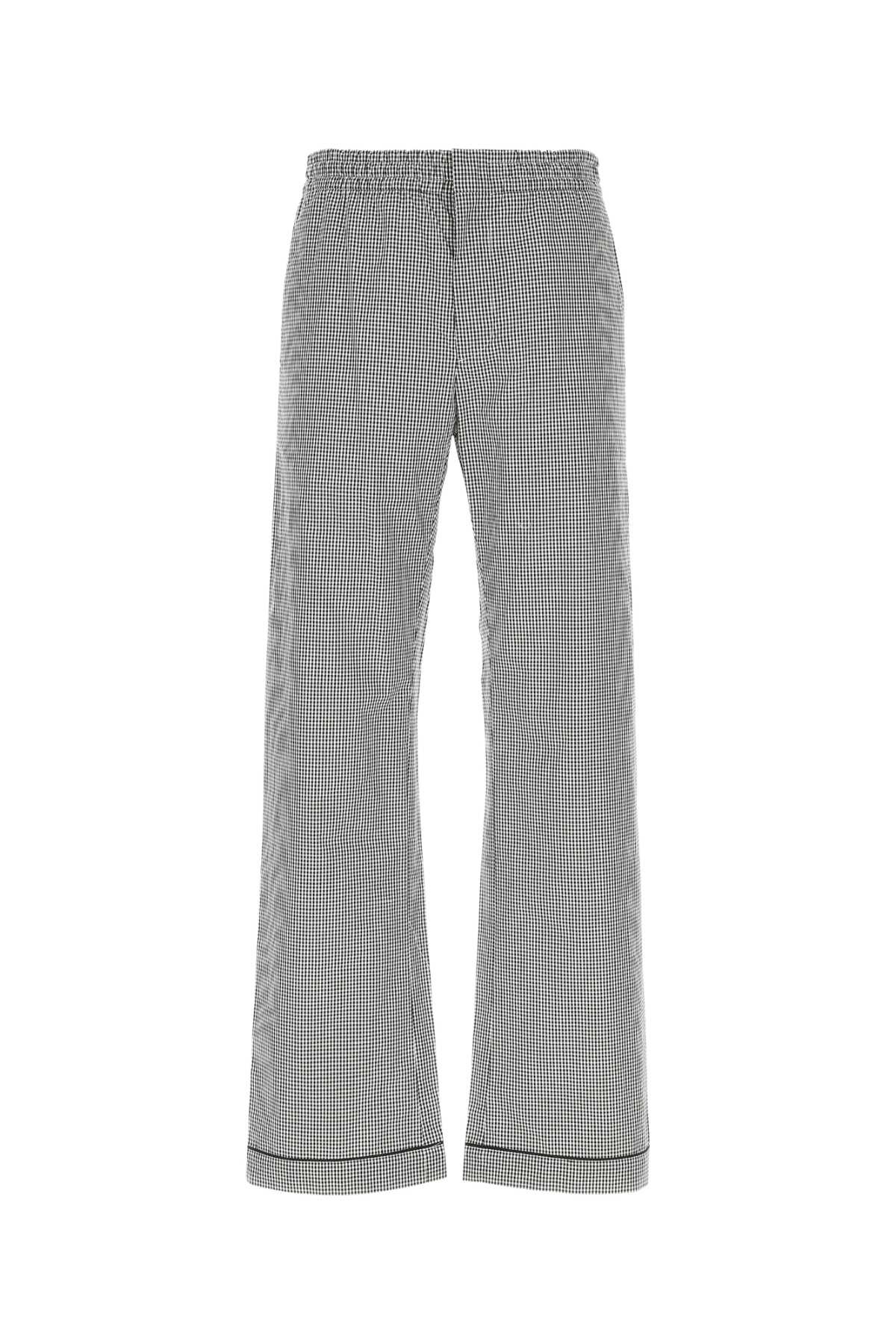 Prada Patterned Poplin Wide-leg Pants In Black