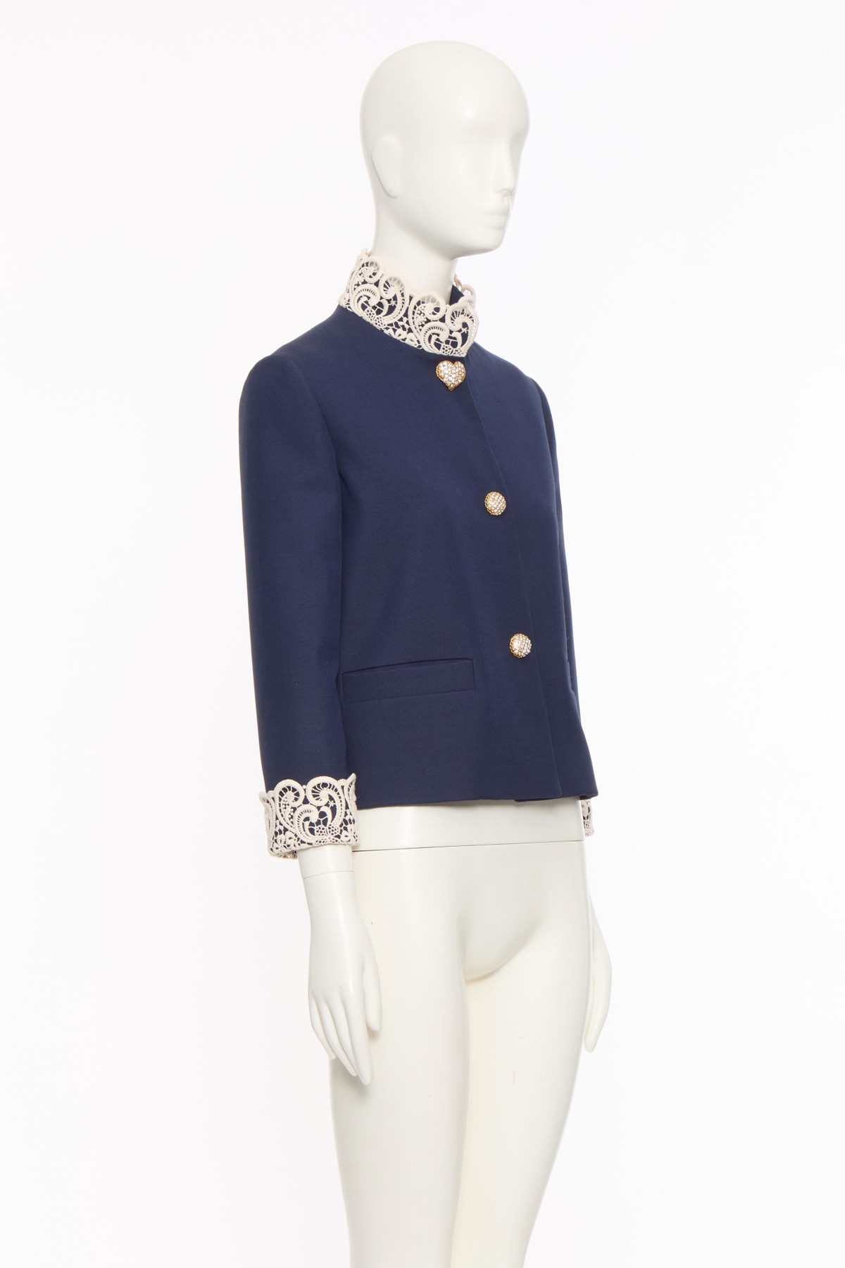 Valentino Lace-insert Virgin Wool Jacket