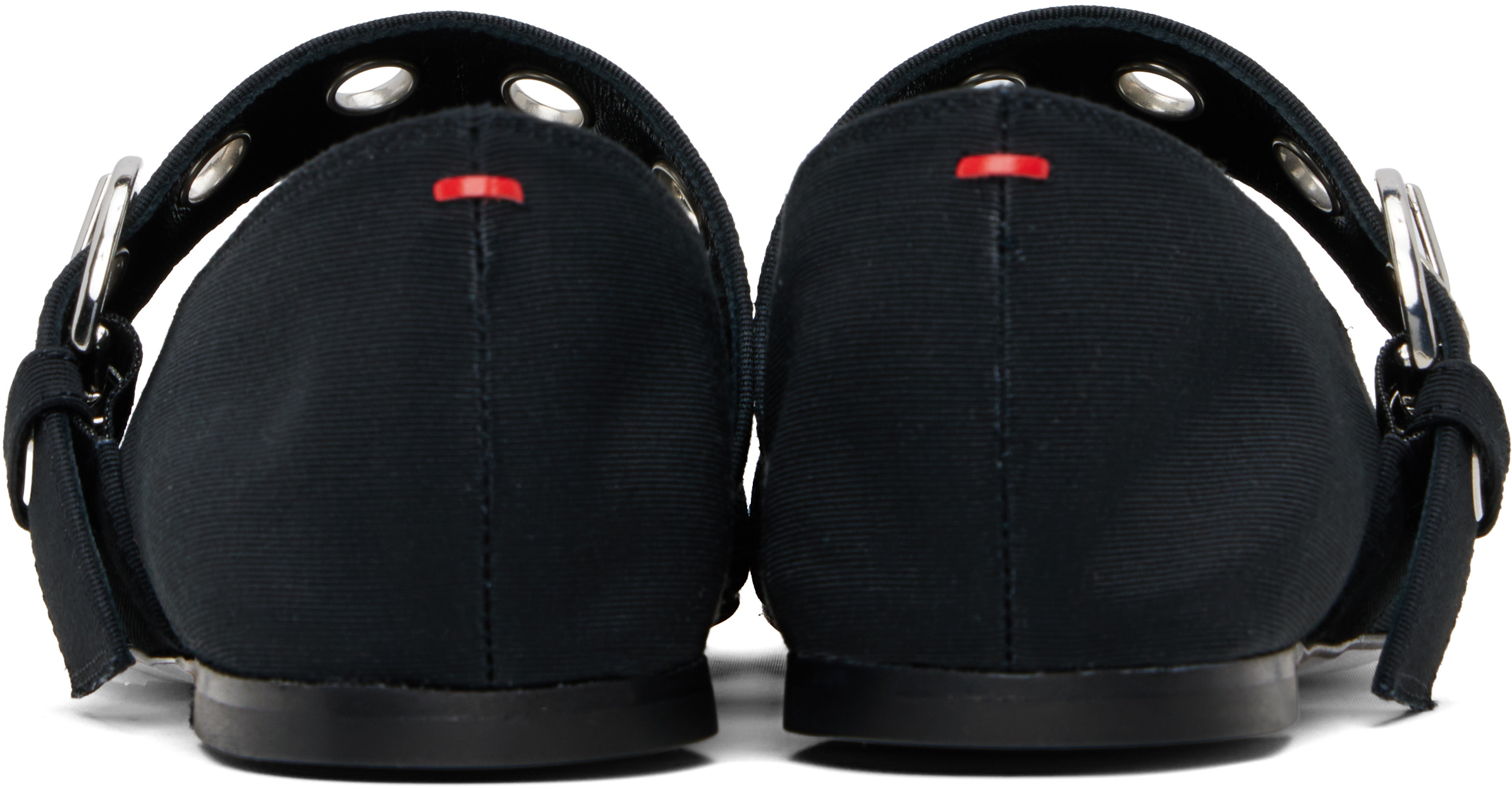 Aeyde Black Uma Eyelet Mary-jane Ballerina Flats In Black